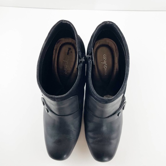 Easy Spirit Arietta Ankle Boots Black Leather/ Suede Combo Sz 9 - Picture 10 of 11